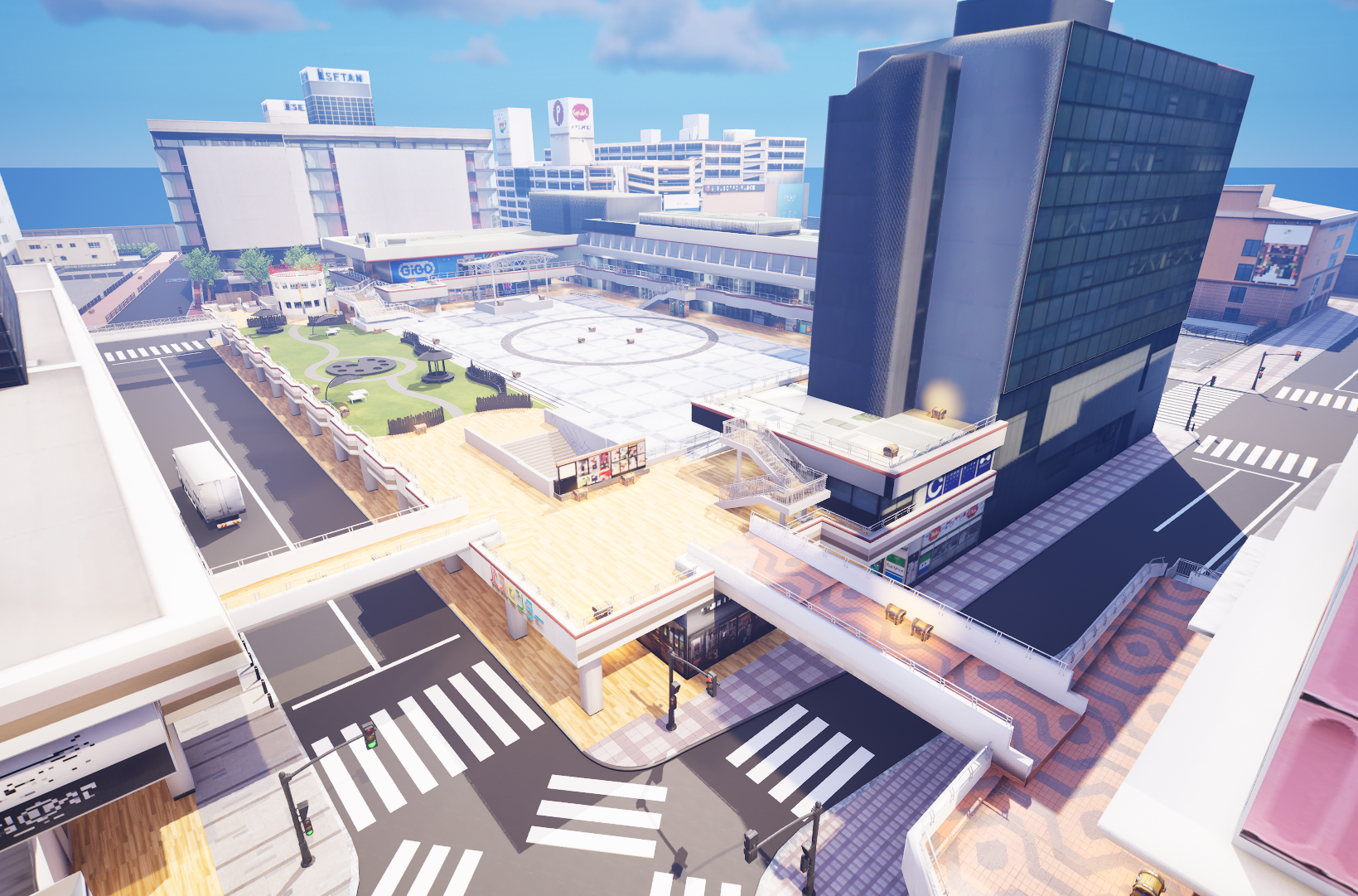 新潟市万代シテイバスセンター バトルロイヤル マップ全景（俯瞰）